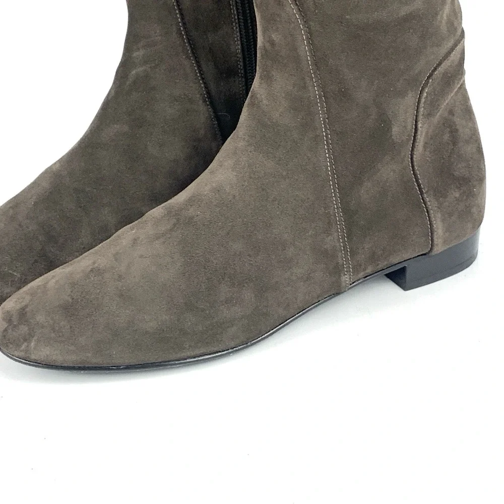 Delman Knee high Tall Riding Women's Boots Brwon Suede Made in ITALY - Size 7.5